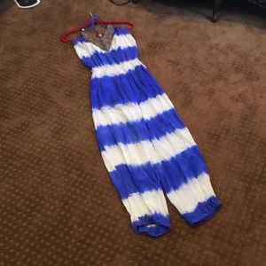Tie dye halter jumpsuit